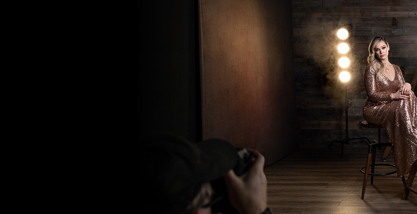 behind the scenes glamour portrait with 1x3 pro light mods