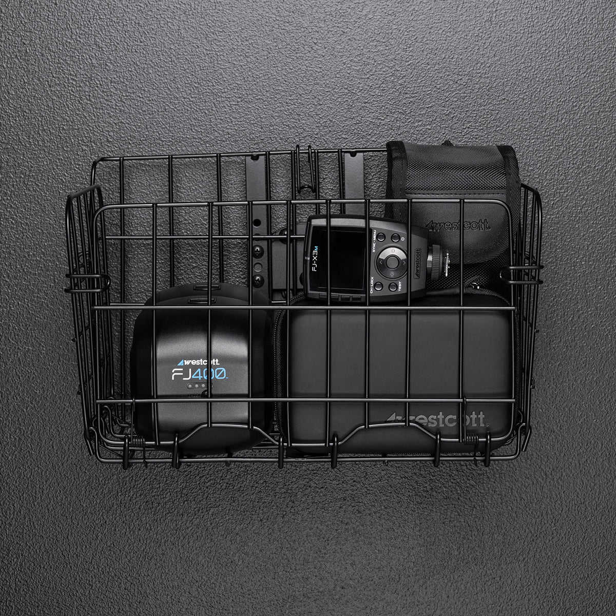 Float Wall Mount Storage Basket with equipment in storage
