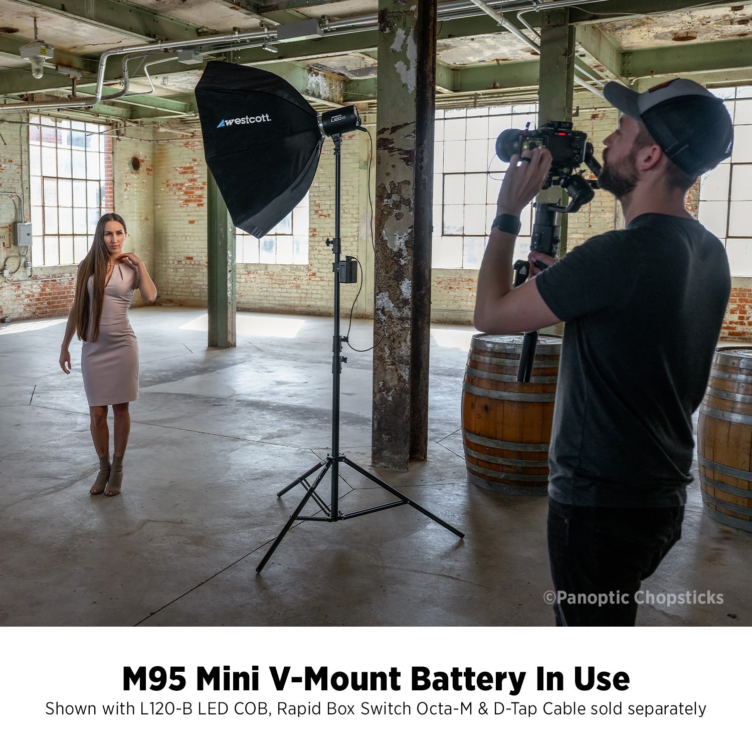 MV95 Mini V-Mount Battery in use