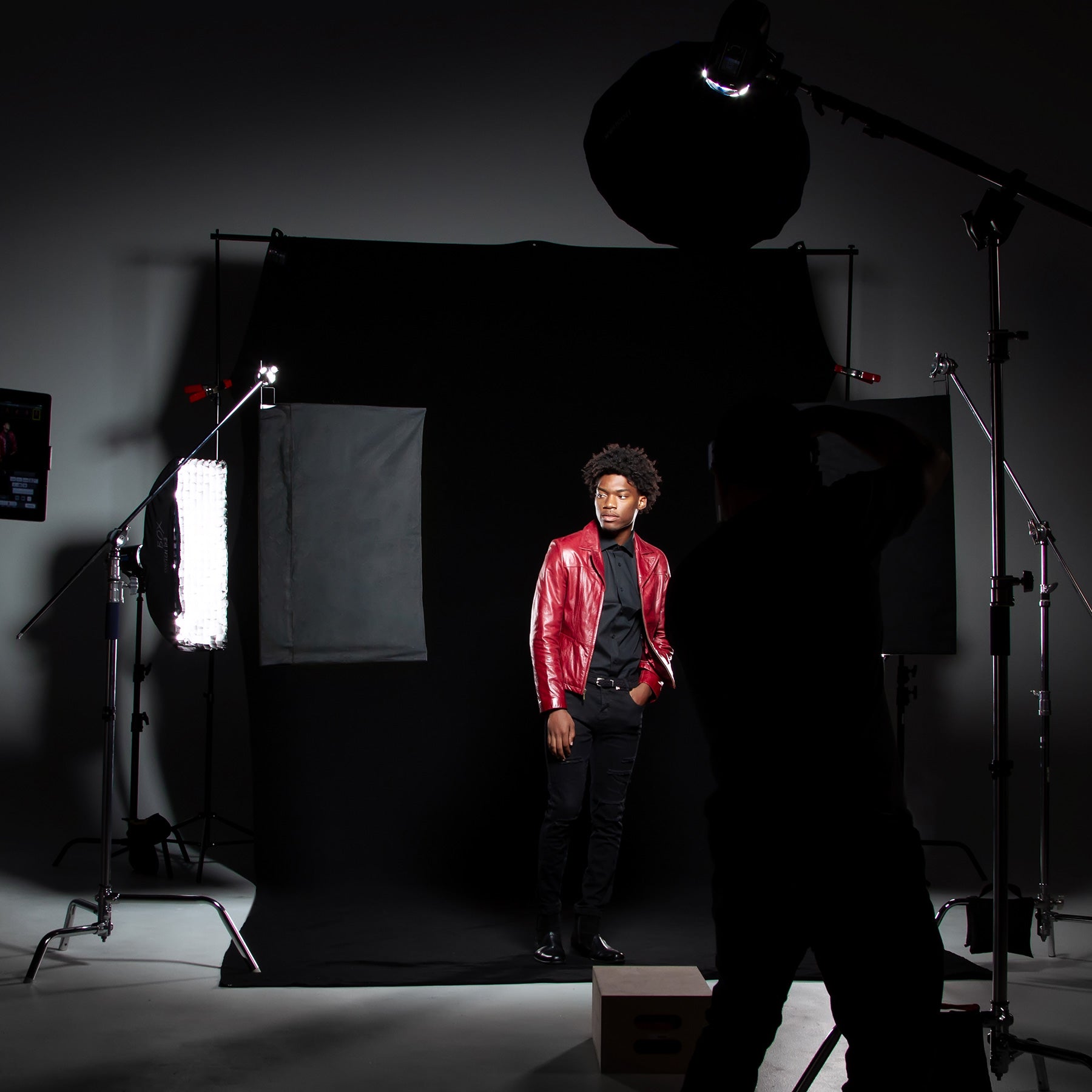 In-Studio Portrait on 9' x 10' Black Wrinkle-Resistant Backdrop