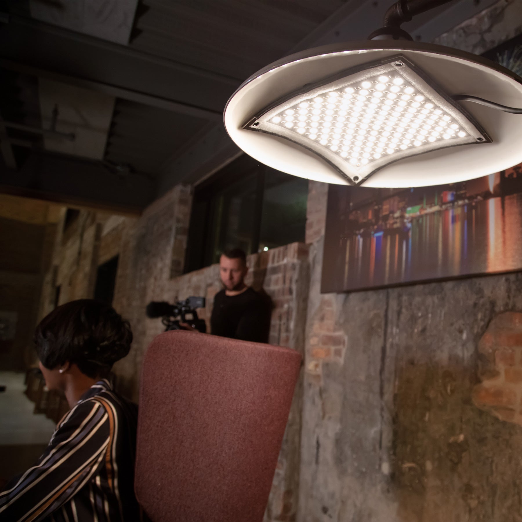 Flex Cine Mat Magnets Holding Light in Metal Lamp Shade