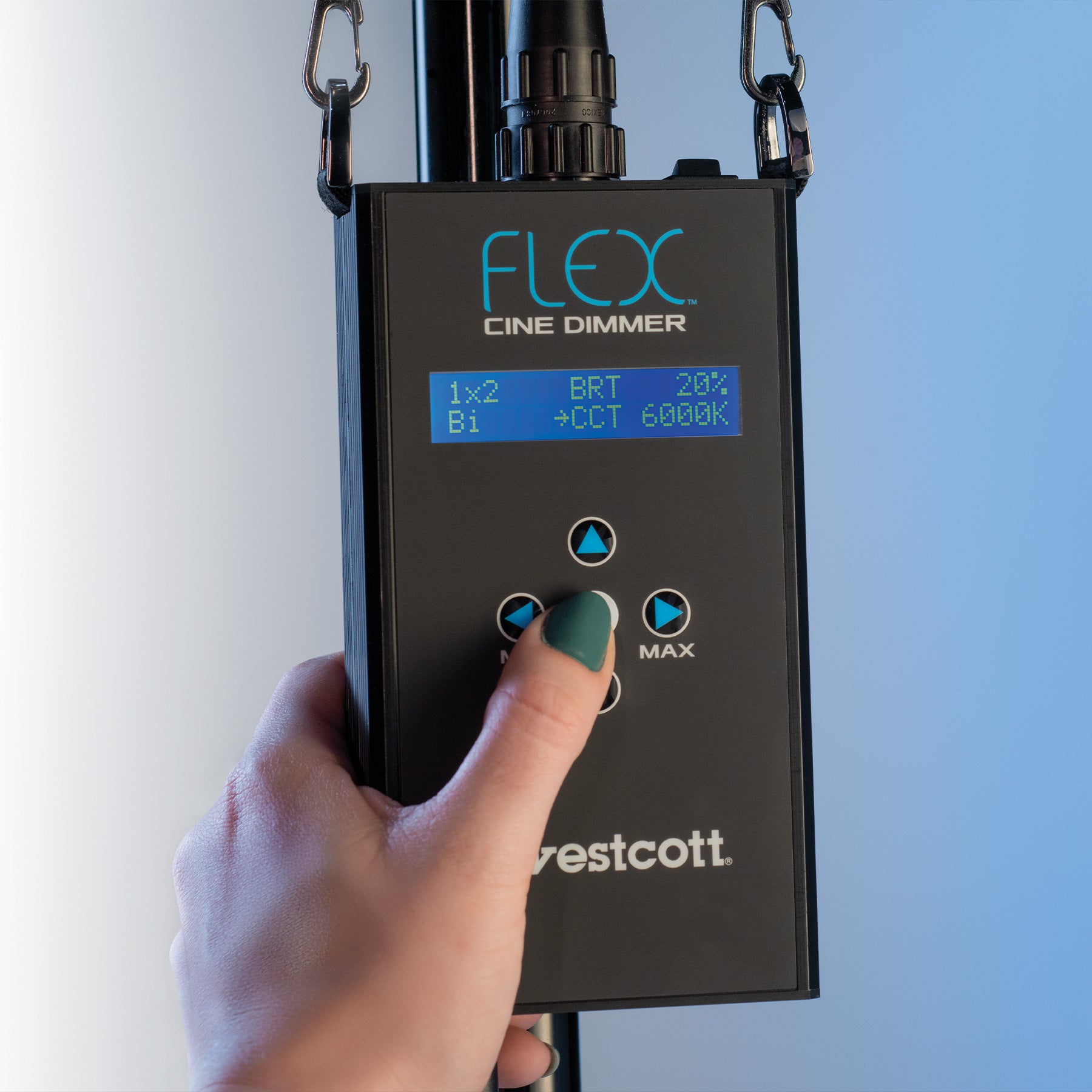 Pressing Buttons on Flex Cine Dimmer