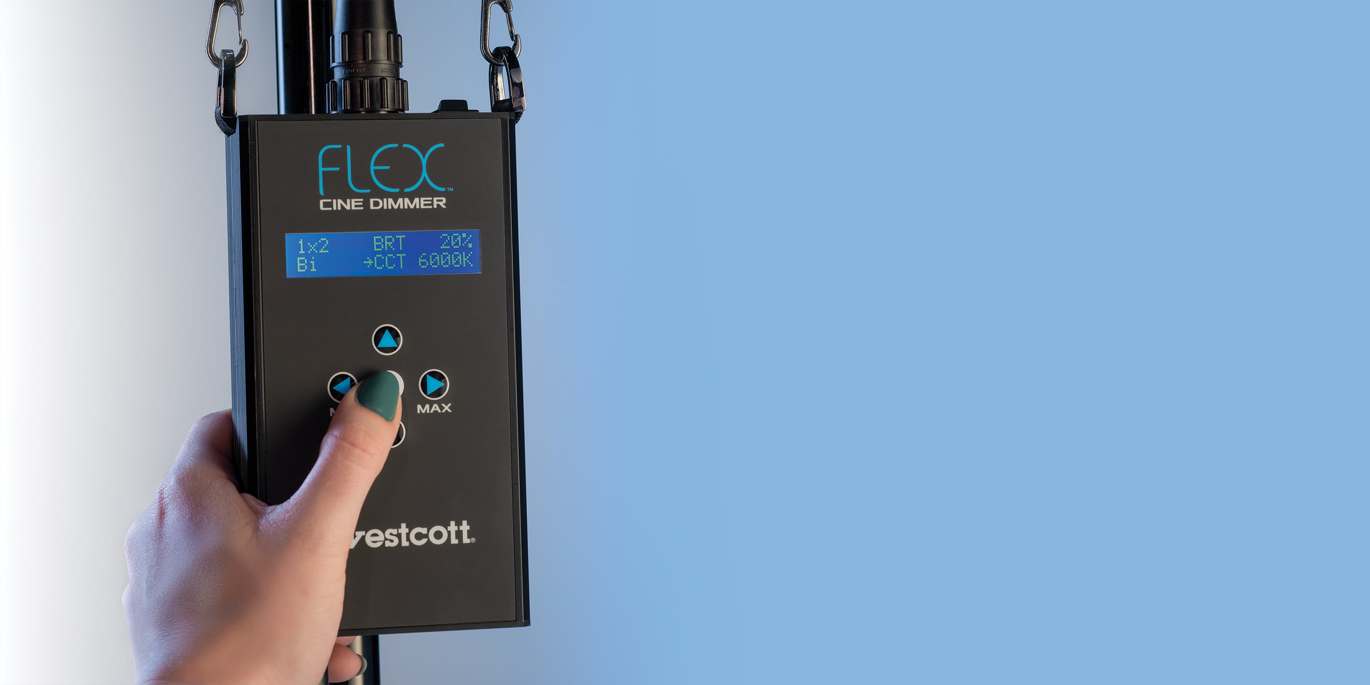 Pressing Buttons on Flex Cine Dimmer