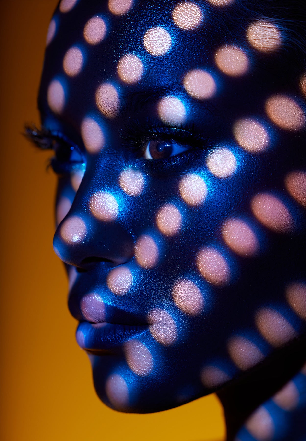 Beauty Shot Using Optical Spot and Gobo on Face with Color Gel