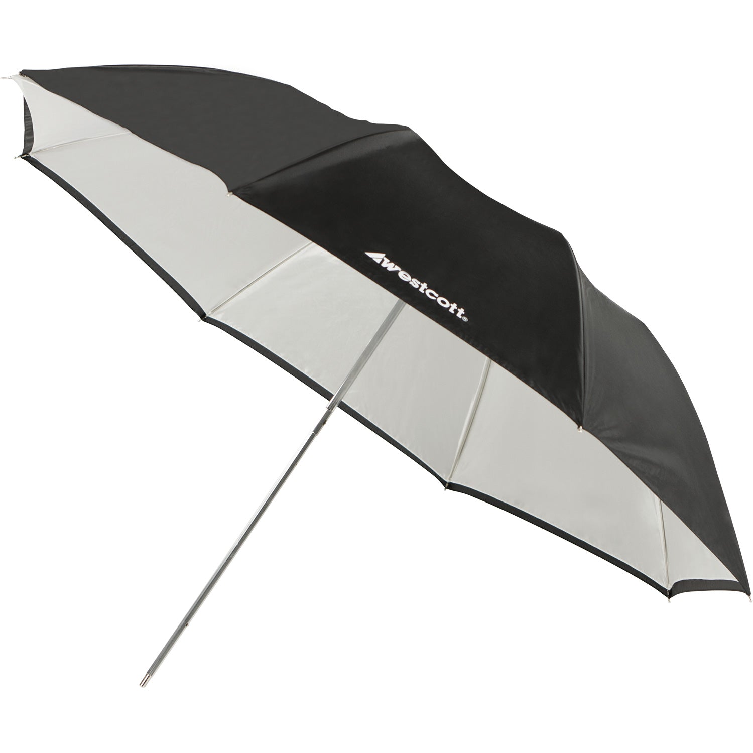 Compact Collapsible Umbrella - Optical White Satin with Removable Black Cover (43")