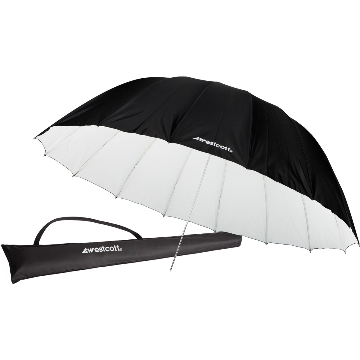 #4634 - 7' White/Black Parabolic Umbrella