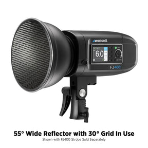 55-Degree Wide Umbrella Reflector with Honeycomb Grids (FJ400, Bowens, Godox Mounts)