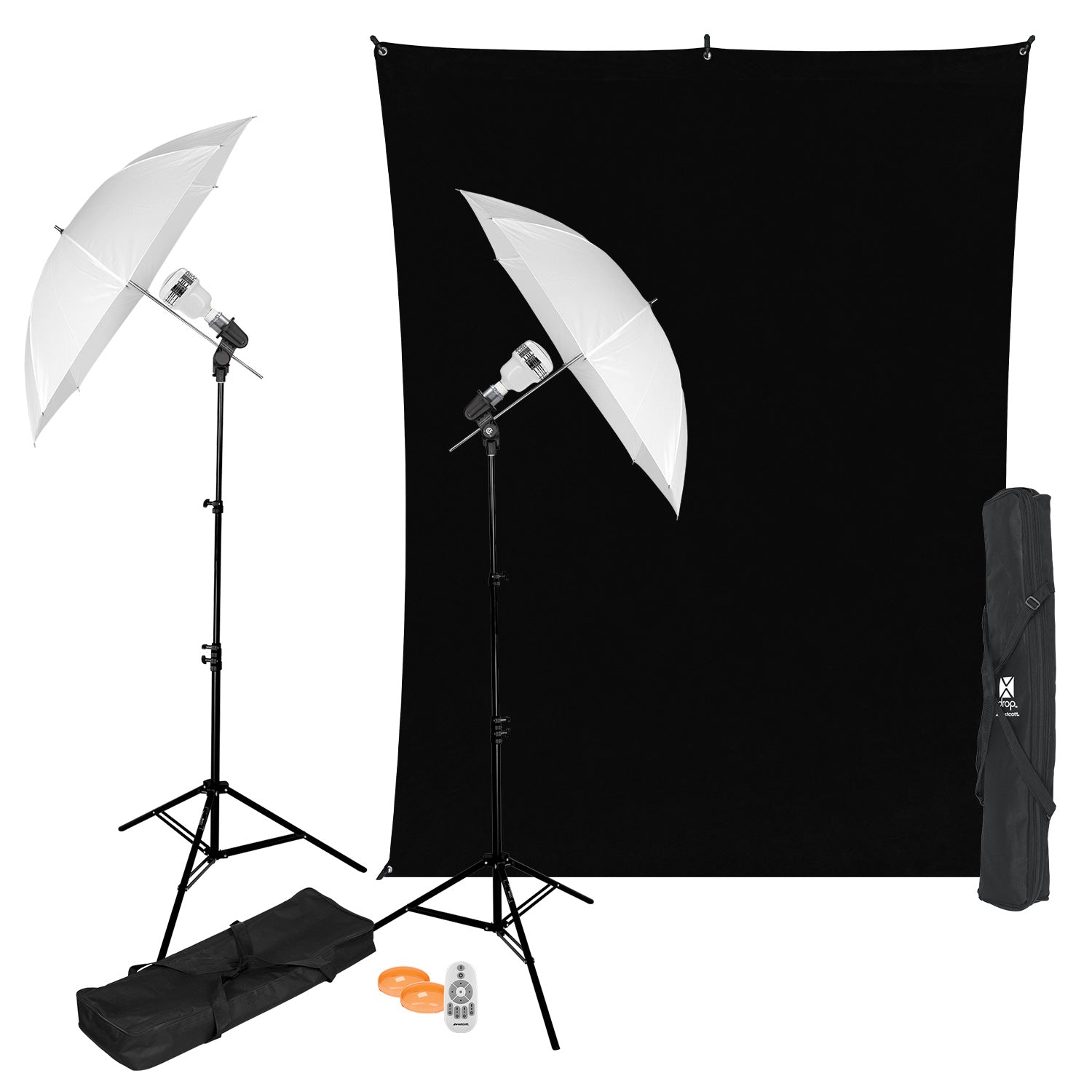 uLite 2-Light Umbrella Kit with X-Drop Backdrop & Stands