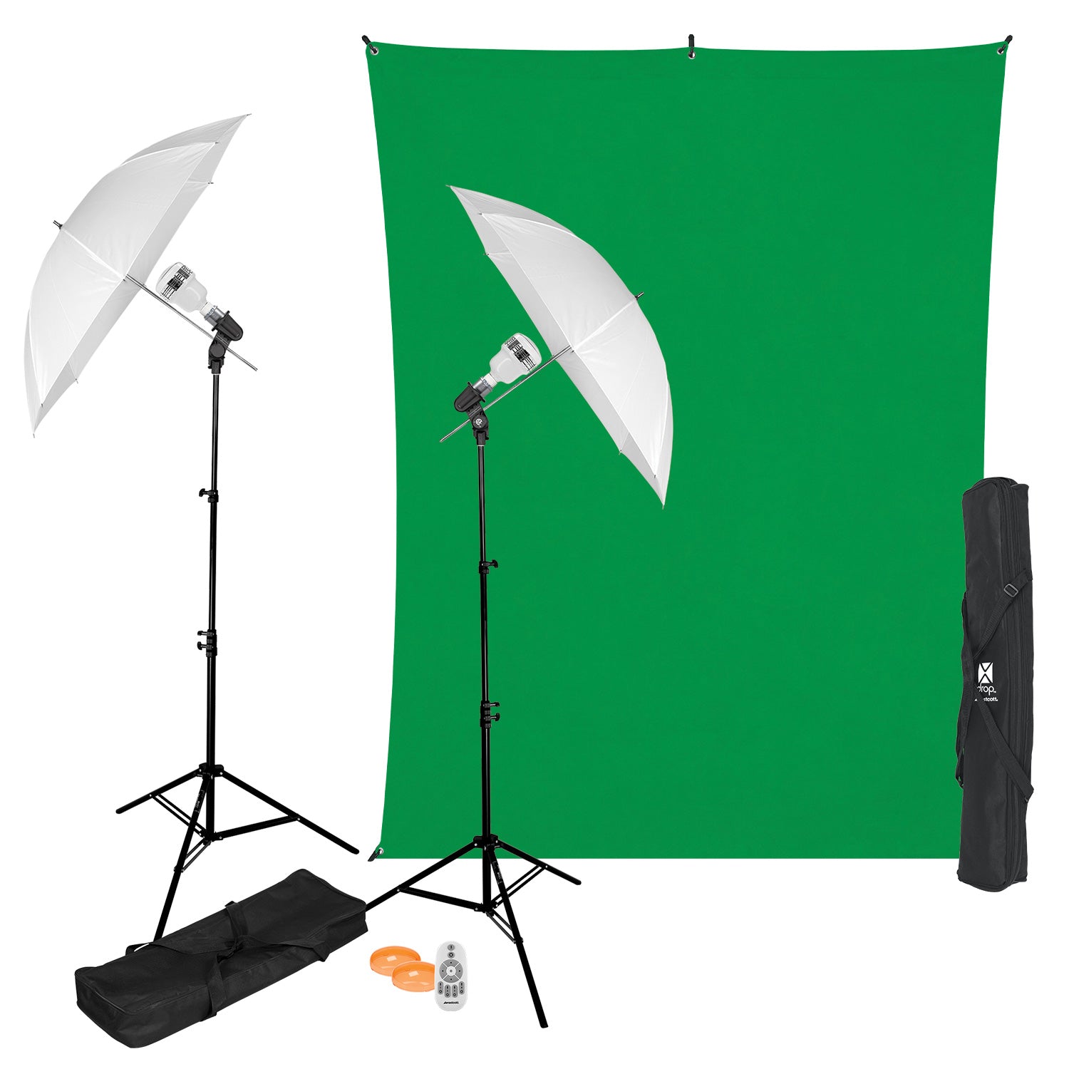 uLite 2-Light Umbrella Kit with X-Drop Backdrop & Stands