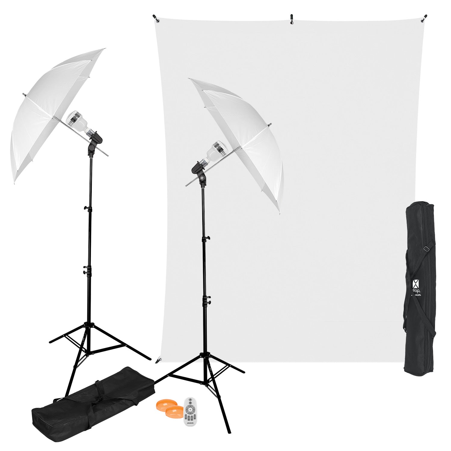 uLite 2-Light Umbrella Kit with X-Drop Backdrop & Stands