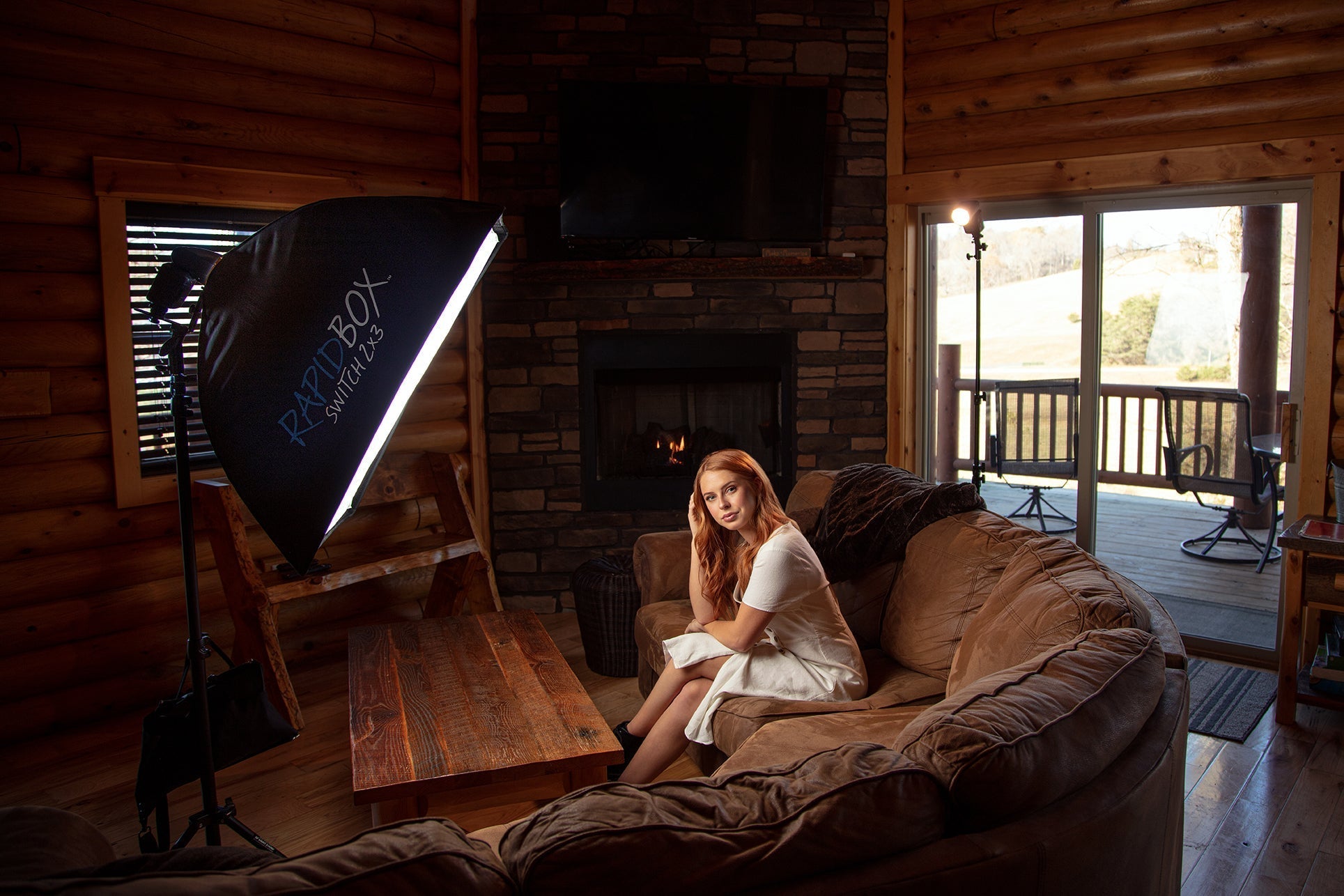 indoor portrait photography blending artificial lighting with ambient light