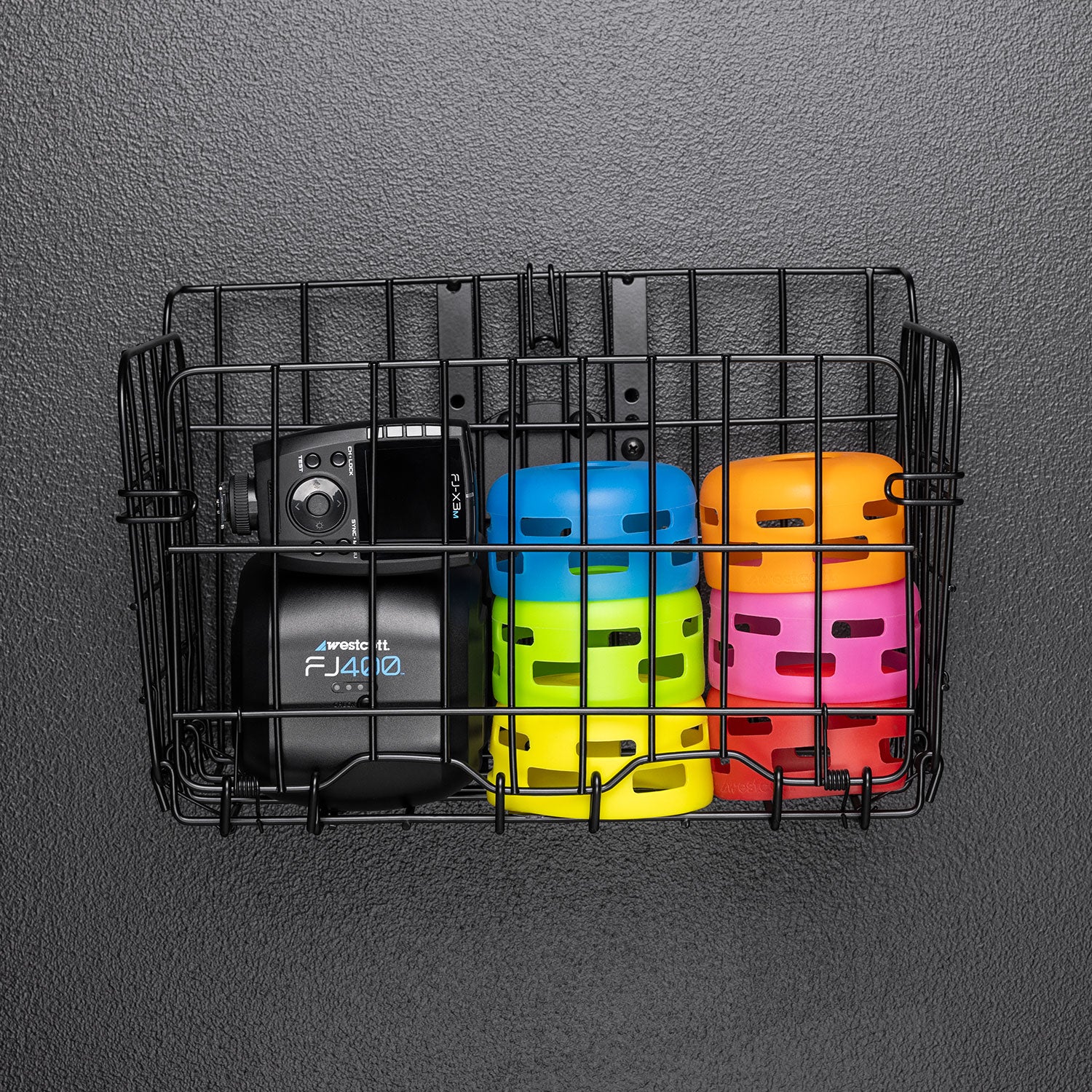 Float Wall Mount Storage Basket with equipment in storage