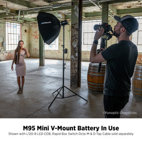 MV95 Mini V-Mount Battery in use