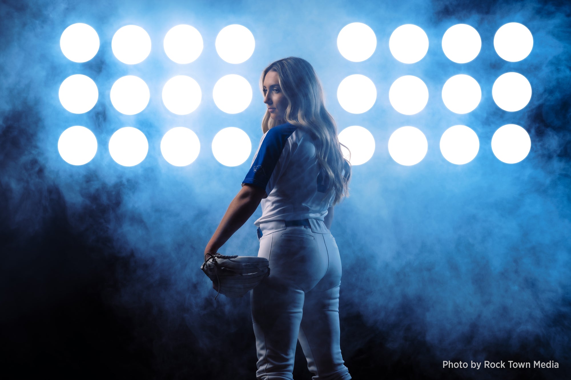 Softball portrait using two Pro Light Mods 3x4 by Rock Town Media.