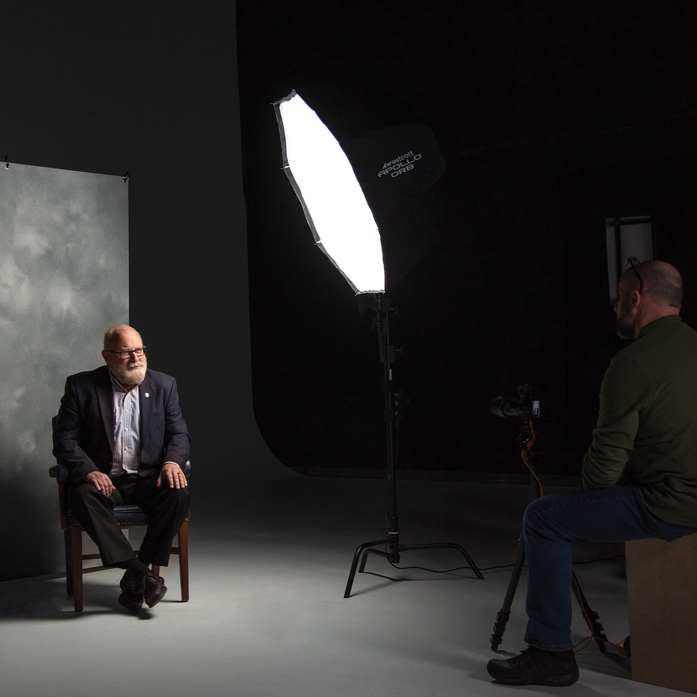 Studio Portrait Using Apollo Orb and X-Drop Backdrop