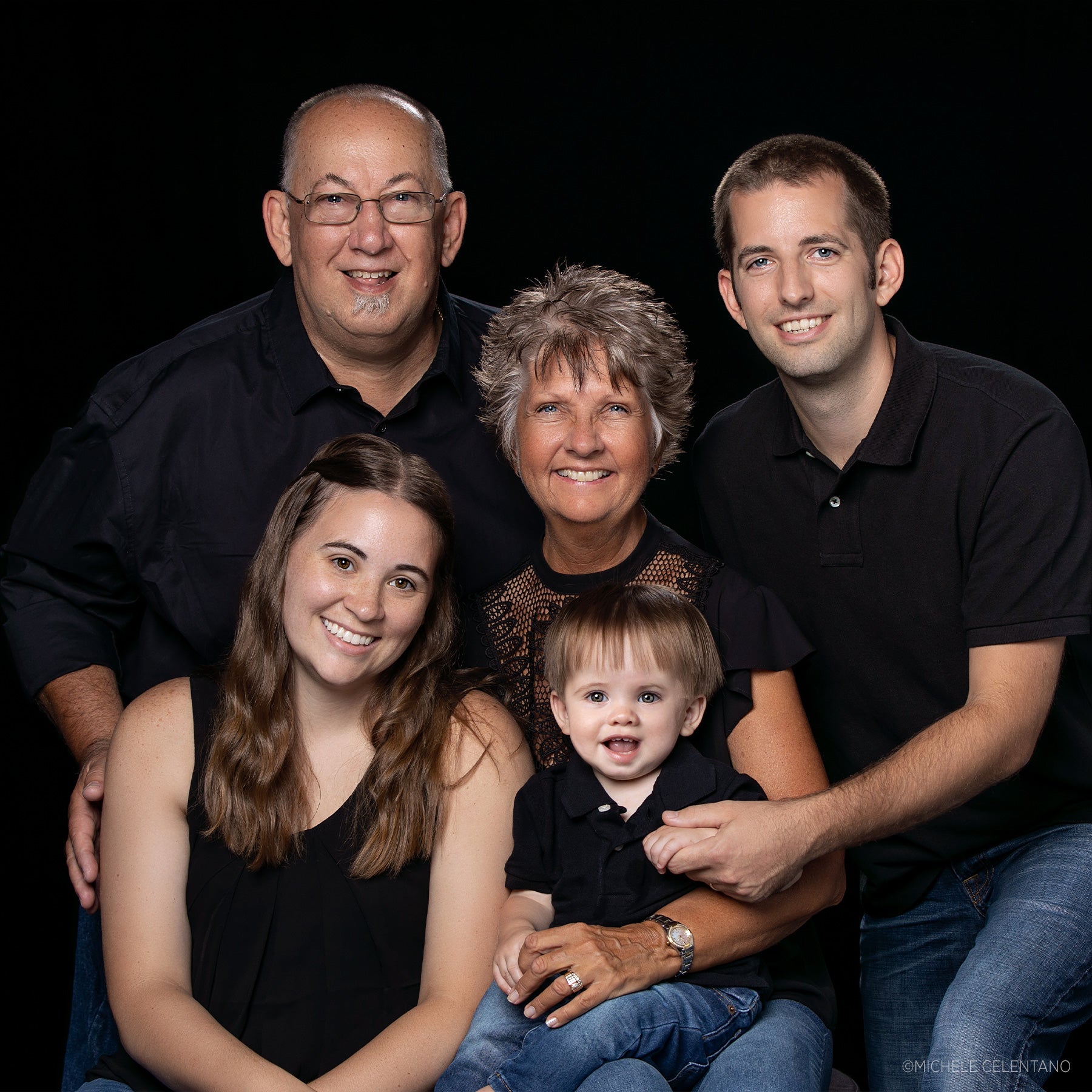 Family Portrait on Black 9' x 20' Wrinkle-Resistant Backdrop