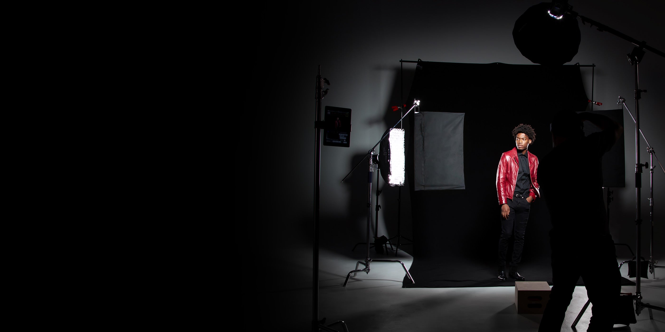 In-Studio Portrait on 9' x 10' Black Wrinkle-Resistant Backdrop