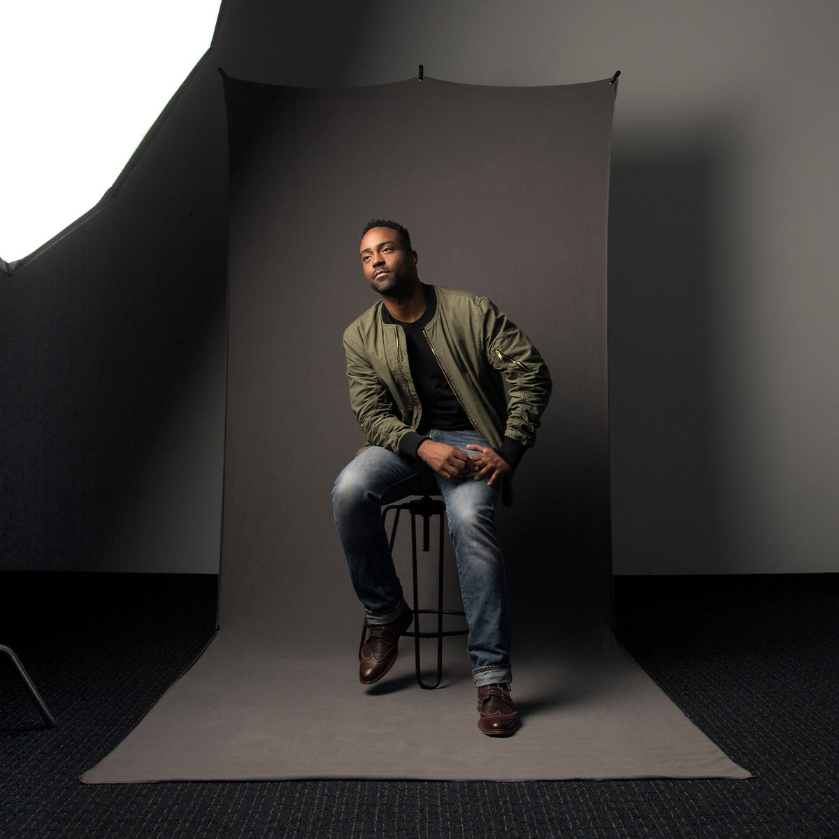 Studio Full-Length Portrait Using 5' x 12' X-Drop Sweep Backdrop