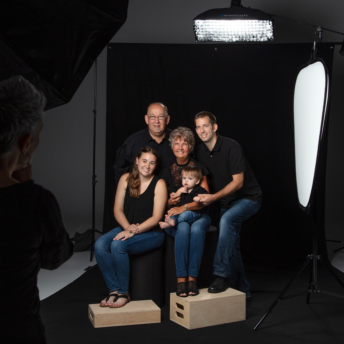 Studio Family Portrait Using 9' x 20' Wrinkle-Resistant Black Backdrop