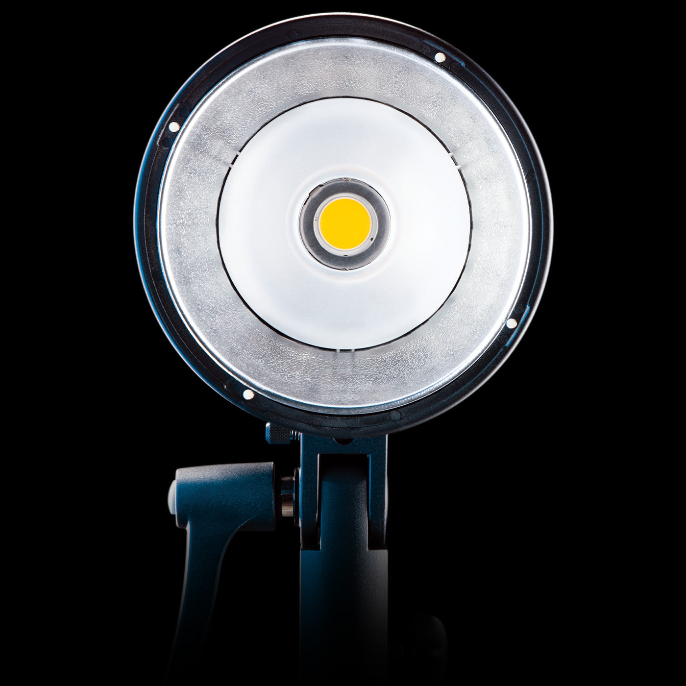FJ400 Strobe Front Showing LED Modeling Lamp, Flash Tube, and Reflector