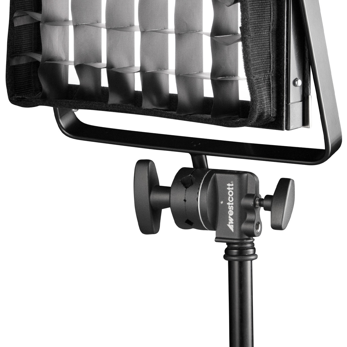Flex Cine Mat with Grid Mounted to Light Stand Using Yoke