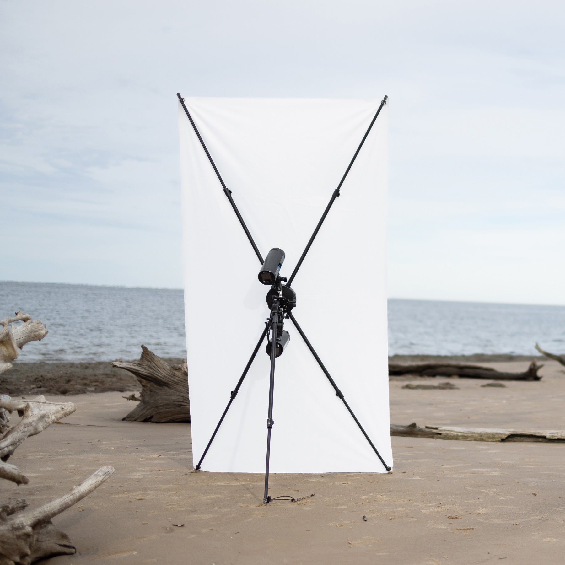 Fusion light control system with FJ200 strobes mounted on the beach