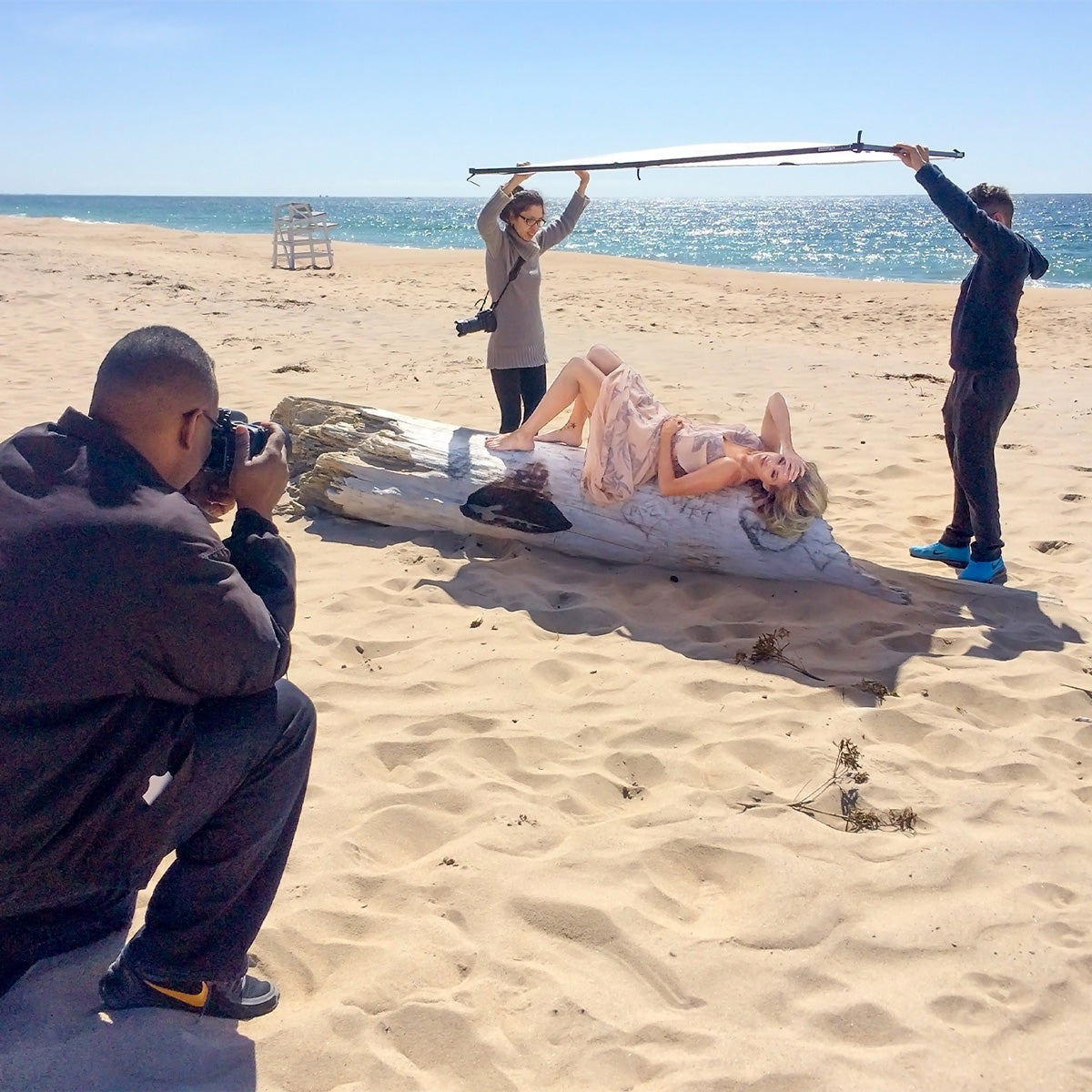 Diffusing Light Using Scrim Jim Cine on Beach