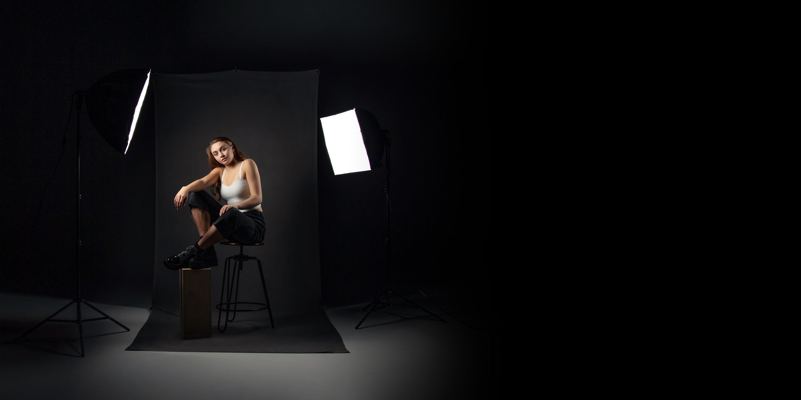 Portrait In Studio Using uLite and X-Drop 5' x 12' Sweep Backdrop