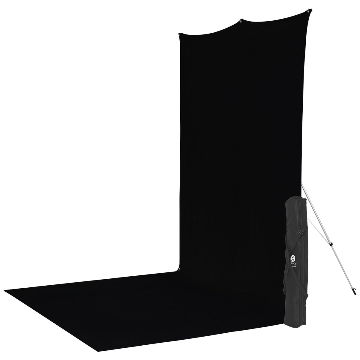 X-Drop Wrinkle-Resistant Sweep Backdrop Kit - Rich Black (5' x 12')