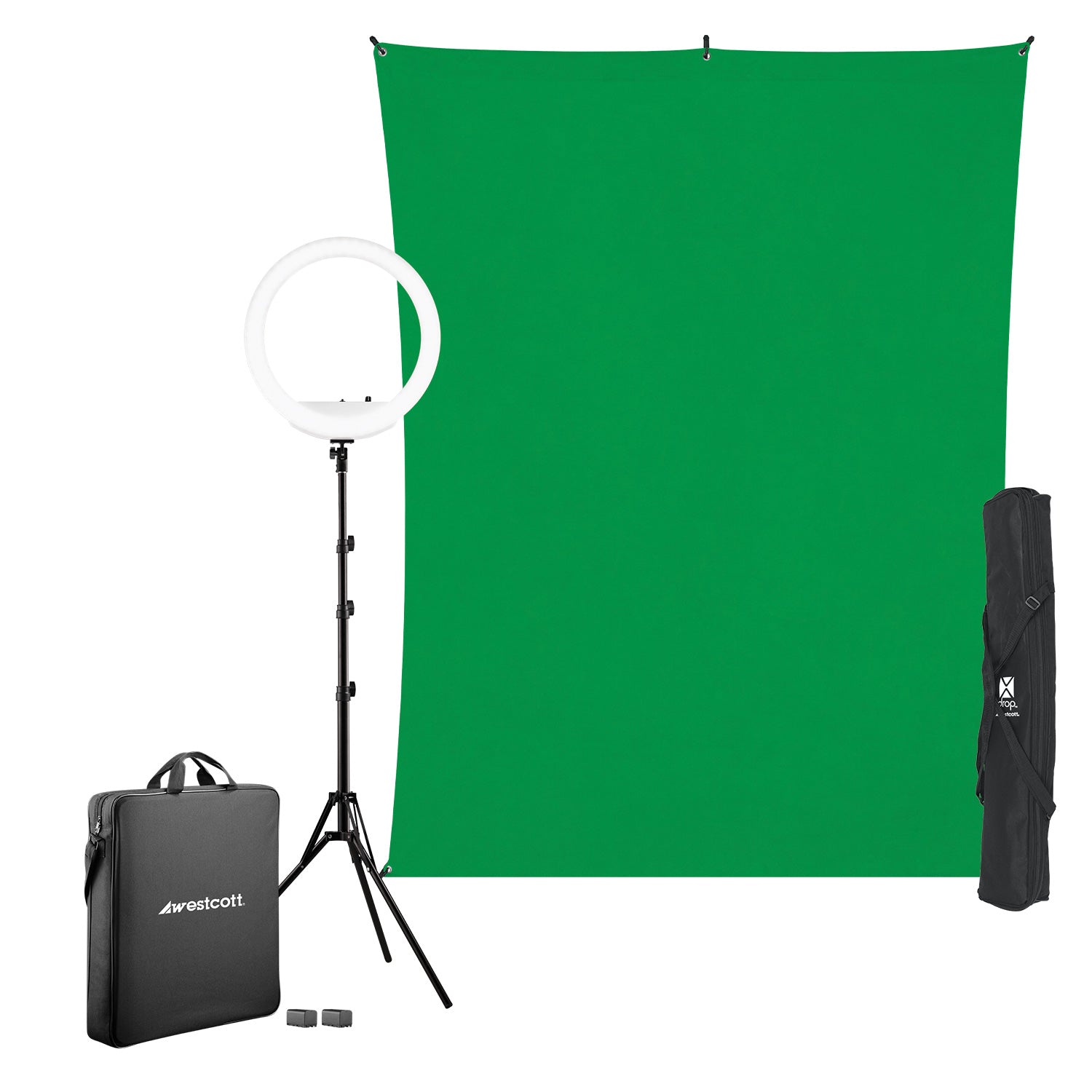 Trust Maku streaming kit 2in1 Ring light + green screen tripod, webcam  mount, phone clamp